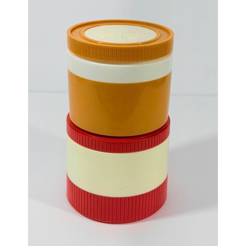 Vintage Aladdin & Thermos Insulated Food Jar Set Retro 1970s Design Red & Gold